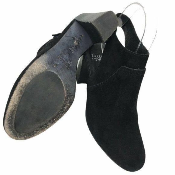 Eileen Fisher Suede Almond Toe Slingback Heels - Picture 9 of 11